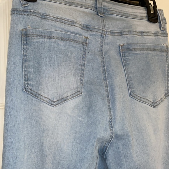 JC JQ Light Blue High Waist Stretchy Flared Bottom Denim Destroyed Jeans NEW - Picture 9 of 15